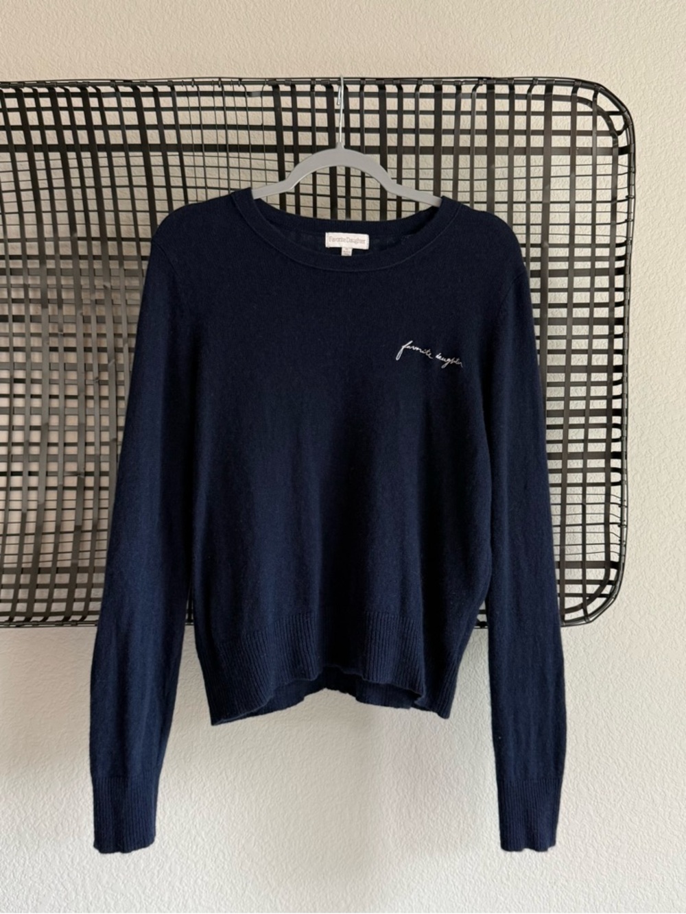 Favorite daughter cashmere embroidered navy sweater